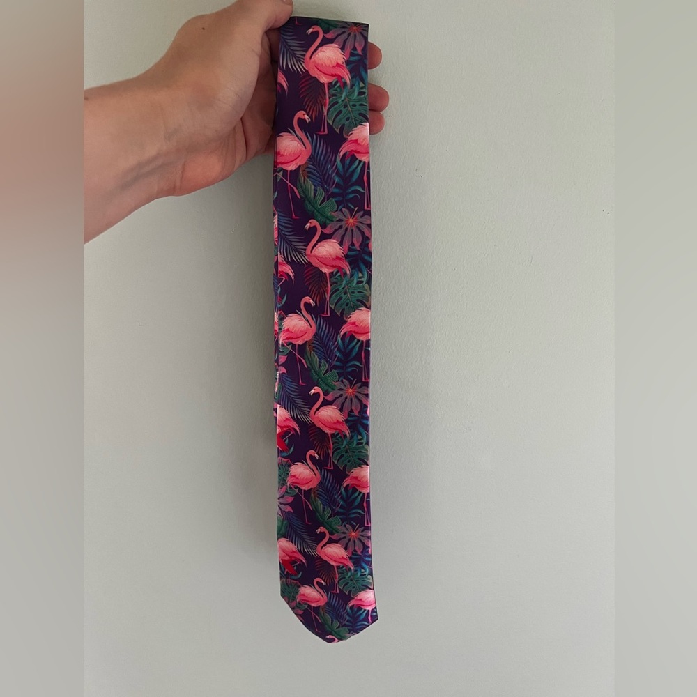 Flamingo Patterned Tie - Purple and Pink - Costume Halloween Theme Party Gala